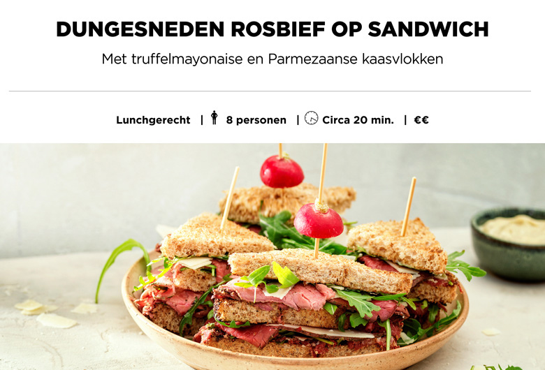 Dungesneden Rosbief op sandwich