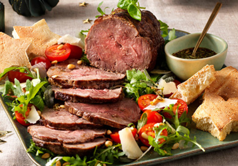 Bavette-tagliata met knoflook-rozemarijndressing